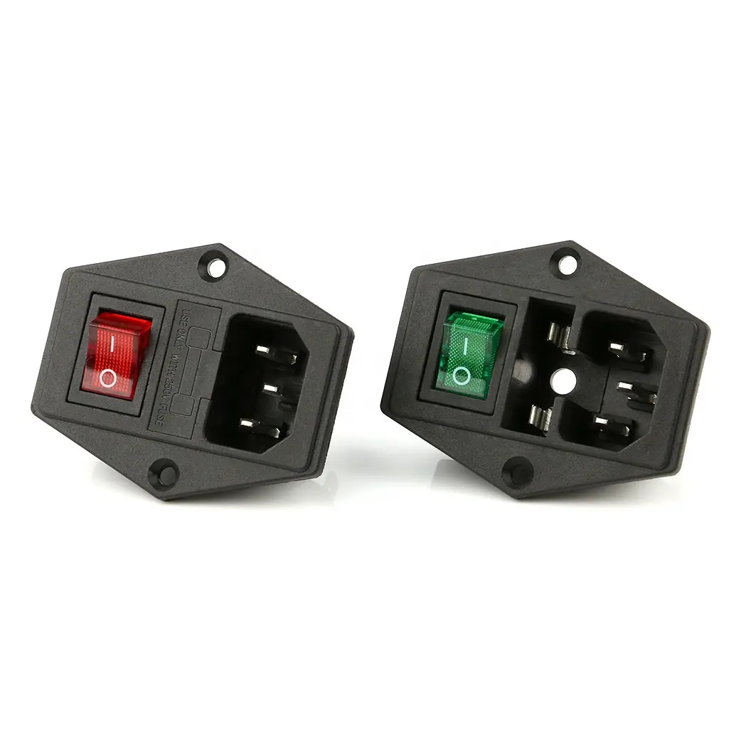 7pins 16A Led Rocker Switch IEC AC Socket