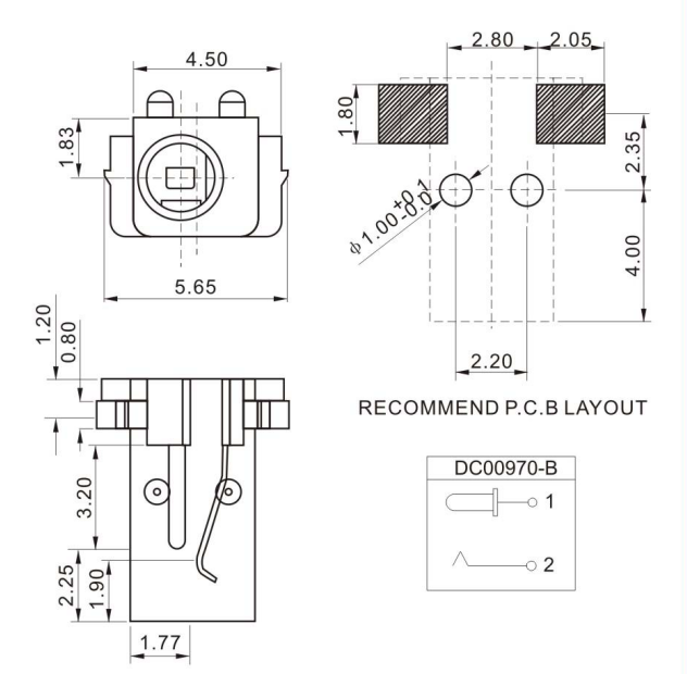 2.1MM Surface Mount DC Power Jack Female