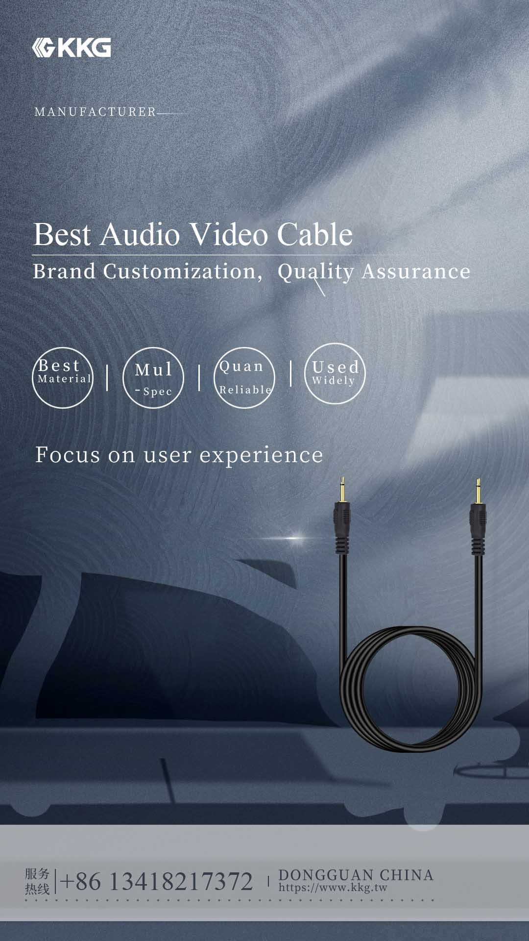 Gold-plated audio 2.5mm Cable