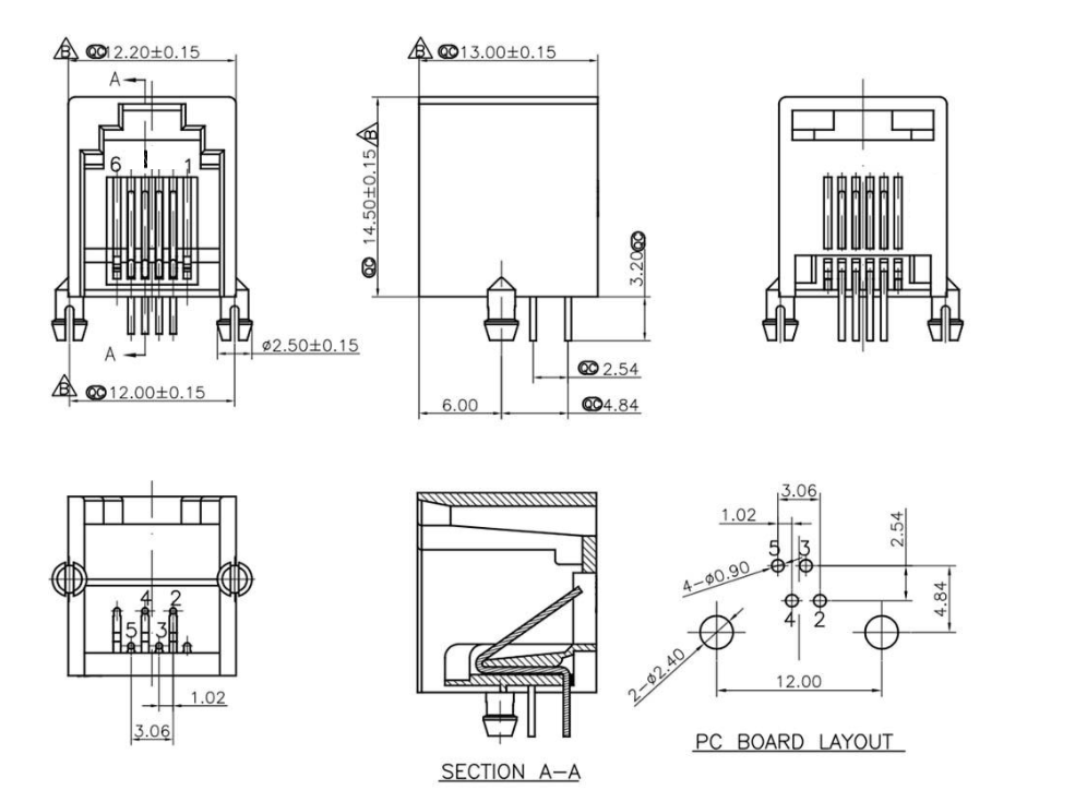 RJ11-8001 Dimension